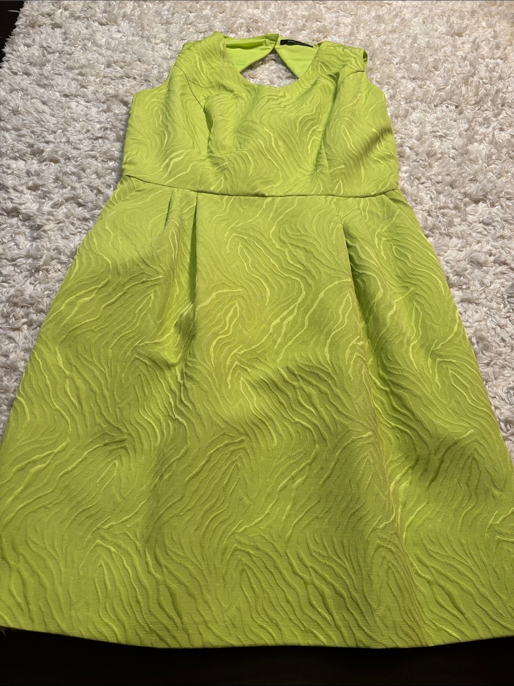 Ellen Tracy Neon Lime Textured Fit-and-Flare Dress